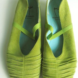 Thierry Rabotin flats; 40;  green suede; elastic